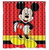 Custom Mickey Mouse Pattern Waterproof Bathroom Shower Curtain 100% Polyester Fabric Shower Curtain Standard Size 66 X 72