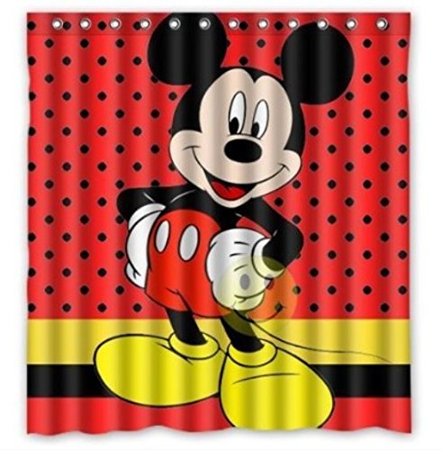 Custom Mickey Mouse Pattern Waterproof Bathroom Shower Curtain 100% Polyester Fabric Shower Curtain Standard Size 66 X 72