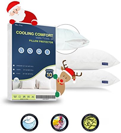 2-Pack Mite Free Cooling Comfort Waterproof Zippered Pillow Protector Pillow Encasement Breathable Cool for Maximum Comfort 20" x 26"