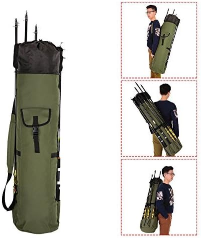 Large Fishing Rod Carrier Case Pole Holder Army Green Folding Storage Bag Fishing Reel Organizer Outdoor Travel Gear Tackle Box for Fisherman