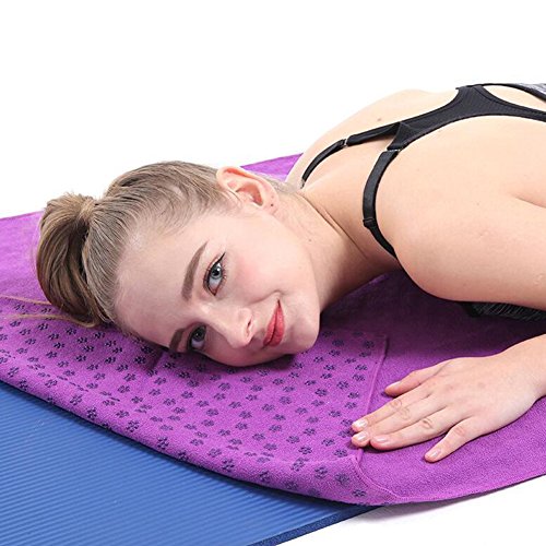 Zuozee Hot Yoga Towel Non Slip,Sport Towel Absorbent,Travel Towel Microfiber,Goyoga Yoga Mat Cover for Workout Exercise Fitness Pilates Picnic Leisure,Free Headband & Mesh Bag Included
