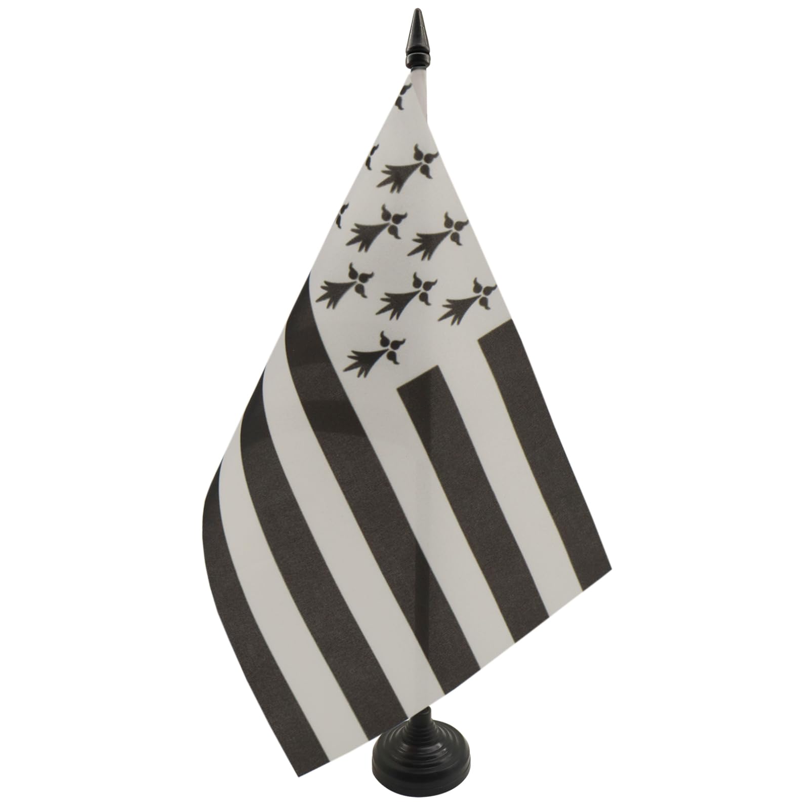 AZ FLAG Brittany alternative Table Flag 5'' x 8'' - breton Office Decoration 100% Polyester 21 x 14 cm - Mini Desk Flag with Pole and Black Plastic Base — image 1