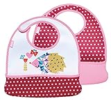 Built 2 Piece Mess Mate Toddler Bib, Pink Mini Dots