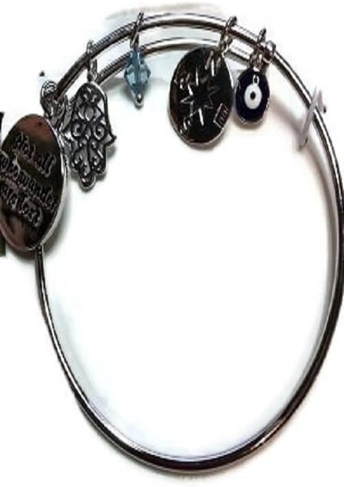Bella Perlina Not All who Wander are Lost Silver-Colored Bracelet with Charms