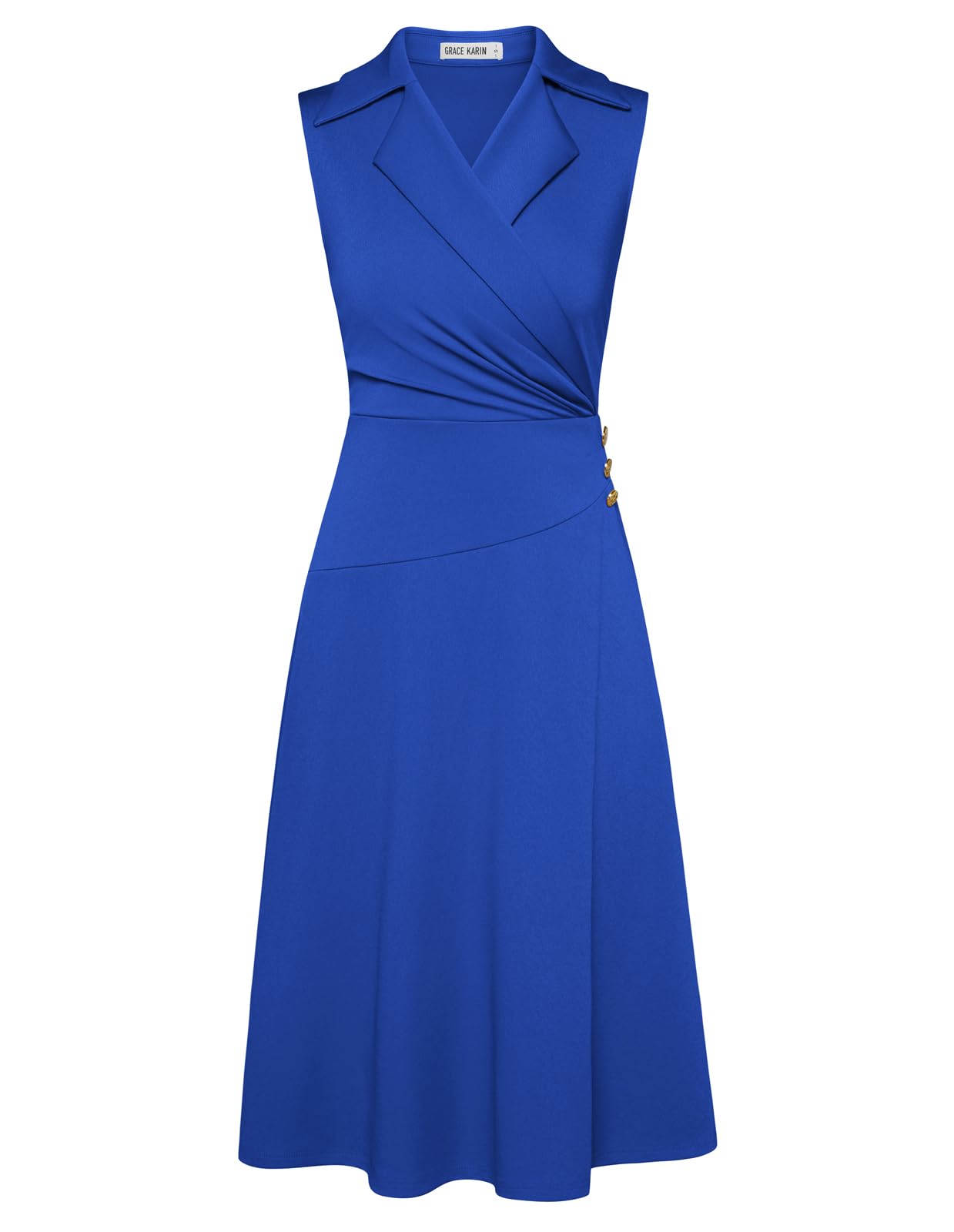 GRACE KARIN Abito Midi Con Maniche A Lanterna E Vita Elastica - Nero, Blu, Rosso, Verde