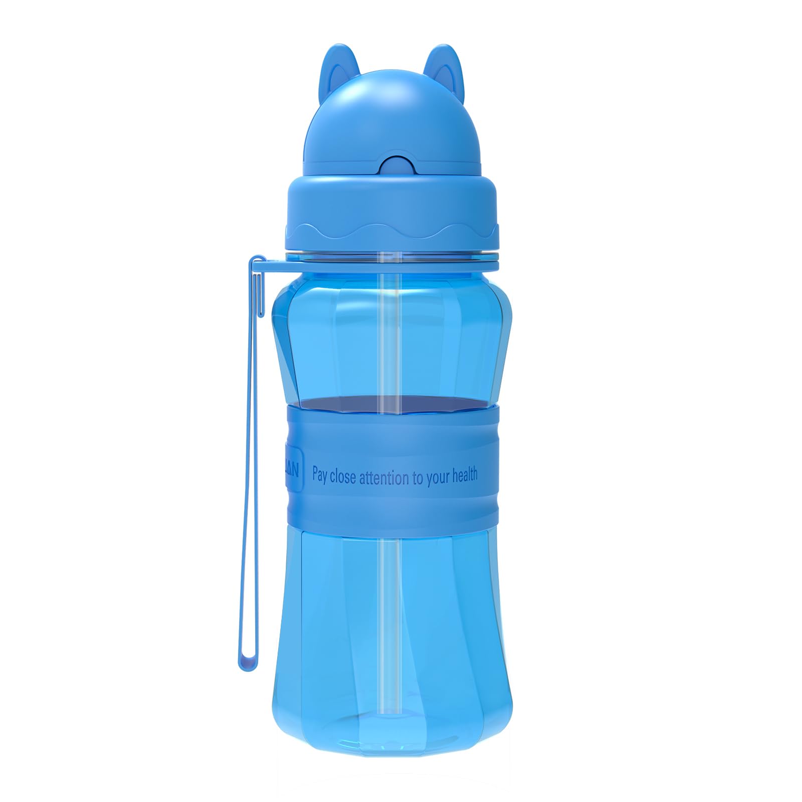 Sigdio Kids Water Bottles with Straw Boys Leakproof BPA Free Sports Water Bottle for Nursery, School and Outdoor Activities (Blue)