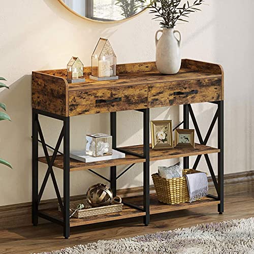 Rolanstar Console Table with Drawers and Shelves 39”, Entryway Table