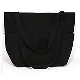 Augbunny XL Heavy Duty Canvas Grocery Bag Multi Purpose Tote Outer Pockets