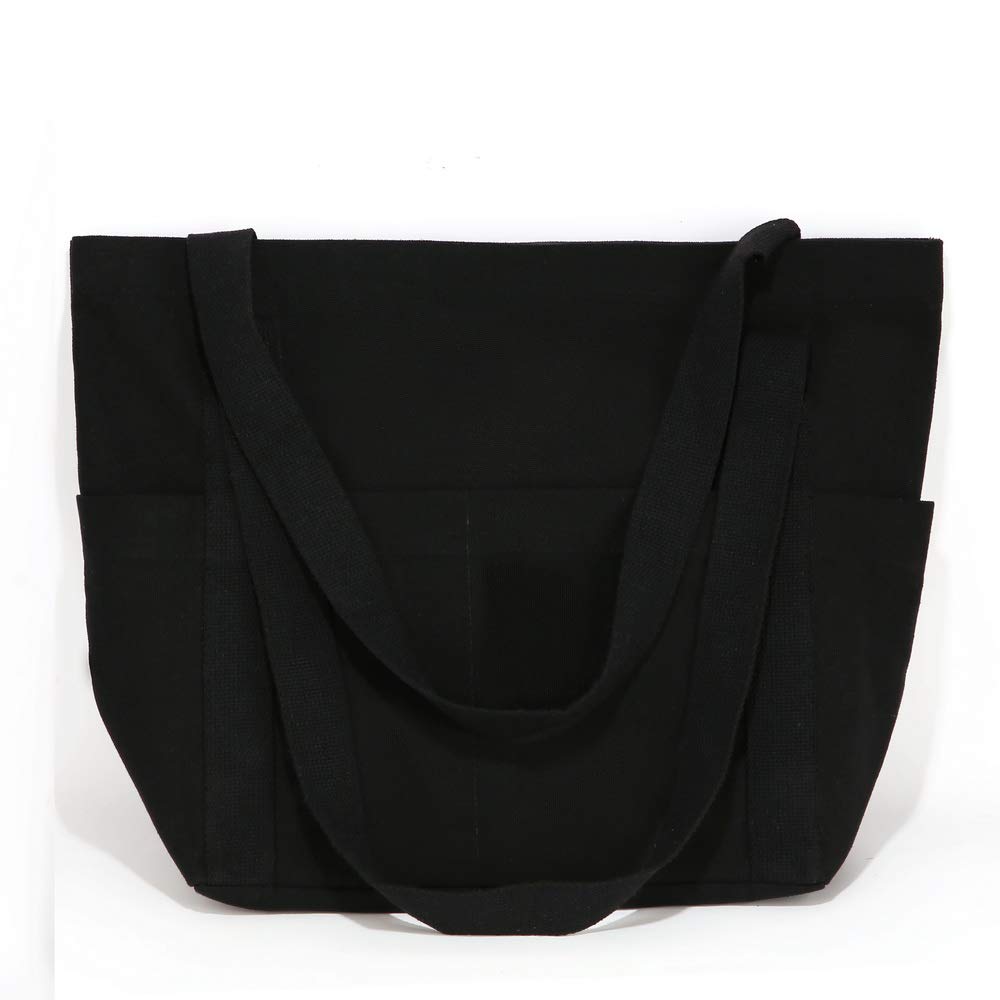 Augbunny Heavy Duty Durable 100% Cotton 16oz Canvas Extra Large Grocery Bag Beach Tote Shopping Bag With Outer Pockets Multi Purpose Daily Use Casual Tote.