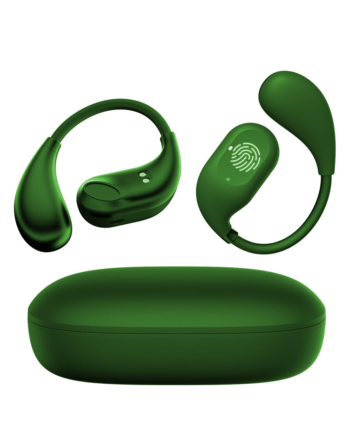 Photo 1 of Open Ear Headphones, Wireless Earbuds with Microphone, Bluetooth 5.3 Headphones with Lightweight Design, 36H Playtime, Clear Calls, Touch Control Earphones for Cycling, Running, Workout, Green