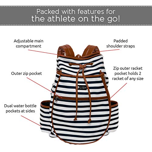 image for LISH Down The Line Canvas Tennis Racket Backpack - Women's Striped Pri