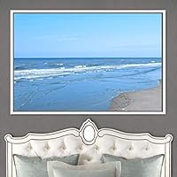 Framed Canvas Wall Art Coastal Freedom Aerial Beach Beach Coastal Cool Minimalism Multicolor Photography Relax/Calm - 16x24 inches