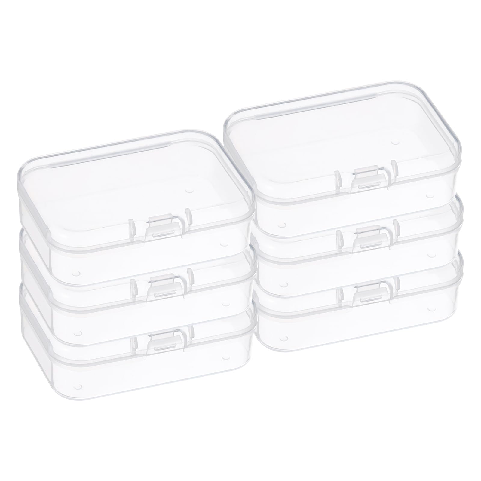 PATIKIL 2.6x1.8x1 Inch Clear Storage Box with Hinged Lid, 6Pack Plastic Stackable Rectangle Organizer Container for Bead Jewelry Small Item Art Craft Project