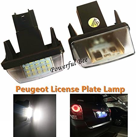 Powerful Bee 2 x Car LED license plate lamps CANBUS white light for Peugeot 206 207 307 308 406 407 5008 Partner B9/M49/M59 Citroen C3/C4/C5