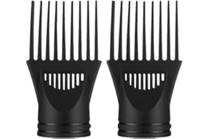 2Pcs Black Universal Hair Dryer Comb, Hair Styling Nozzle Tool for Straightening Detangling Fine Curly Natural Appliances, No