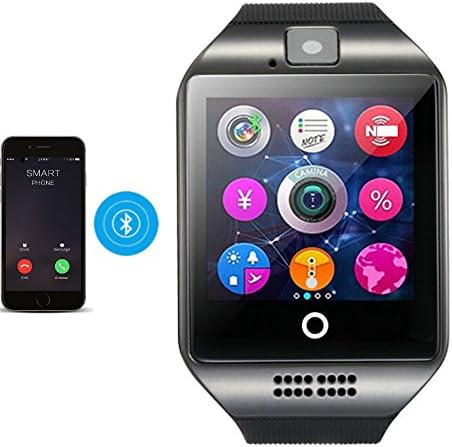 TKSTAR Bluetooth SmartWatch with Camera Touch Screen G-Sensor Watches for Men Women Kids Sweatproof Call &amp; Text for Android SIM Pedometer WristWatch Apple Samsung (Q18 Fitness Smartwatch - Black)