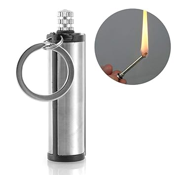 Fashionwu Keychain Steel Fire Starter Flint Match Lighter Keychain Camping Emergency Survival Gear