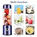 Portable Glass Smoothie Blender, Kacsoo SPOW S650 USB Rechargeable Personal Blender Juicer Cup, Single Serve Travel Blender for Shakes and Smoothies, with 5200 mAh Rechargeable Battery (Purple)