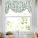 jinchan Tie Up Floral Valances for Kitchen Living Room Linen Textured Window Curtain Rod Pocket Valance Curtains 1 Panel 18 inch Sage