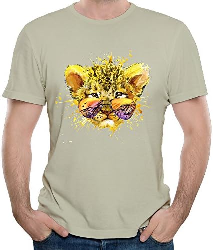 Eijudge Color Tiger With Sunglasses Men's Short Sleeves Pure Color T-shirt