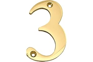 A10SHOP Doris 3-Inch Solid Brass-Polished Finish, Mailbox Address Numbers, House Numbers For Outside, Mailbox Numbers (Number 3)