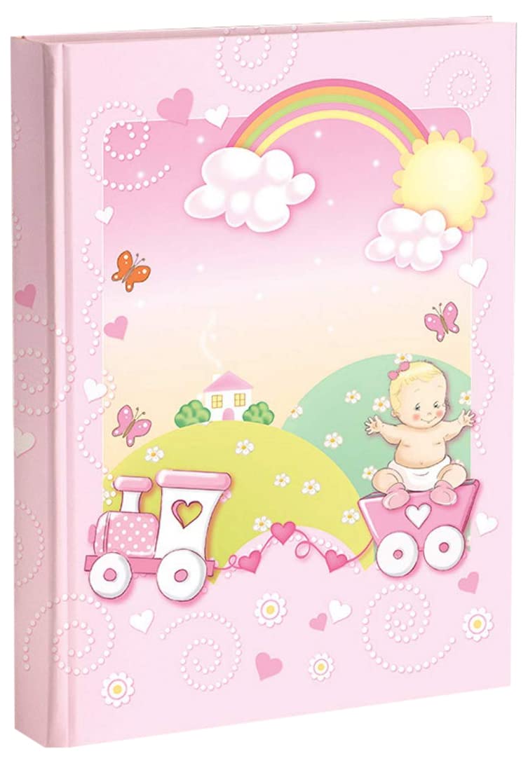 Mareli Photo Album, Pink, Baby Birth with Journal, 23 x 30 cm, 56 White Pg and 4 Pg Customisable Journal, Thick and Durable Cardboard Pages Intervalled with Parchment