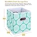 MaidMAX Cloth Storage Cubes, Cube Organizer Bins, Foldable Storage Baskets with Dual Plastic Handles for Home Office Nursery Drawers Organizers, Aqua Flower, Green, 10.5×10.5×11inches, Set of 6