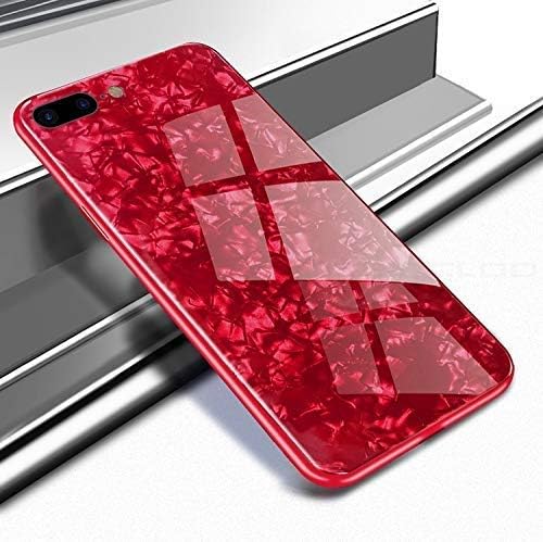 Pajo® Anti Slip Smooth & Shiny Marble Pattern Hard Glass Back with Soft Bumper Case Cover for Apple iPhone 7 Plus -(Red)