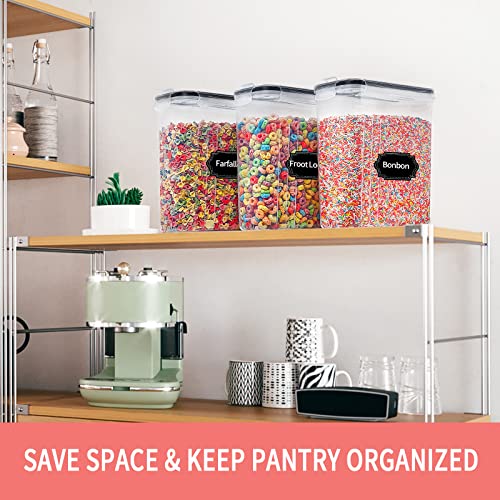 Large Dry Food Storage Containers with Lids, PRAKI 6PCS 4L Airtight Cereal Containers Storage, Leak-proof Canister Set for Kitchen Pantry Organizers and Storage with 20 Labels & Marker
