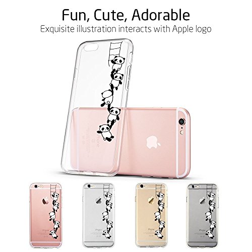 Case for iPhone 6 6S ,Wouier Thin Case Cover TPU Rubber Gel 4.7" , Transparent Clear Back Case, Soft Silicone-Panda pattern (11) - Thumbnail 2