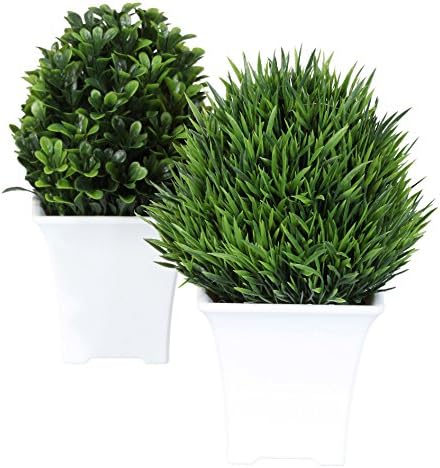 Artificial Plants, 2 Bushes Including Cone Vases, 2 pc Set, 7.5"