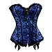 Womens Floral Black Lace Trim Corset Overbust Waist Cincher Bustier Top