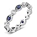 Gem Stone King 925 Sterling Silver White and Blue Created Sapphire Ring | 0.70 Cttw | Wedding Stackable Eternity Band Ring For Women | Available In Size 5, 6, 7, 8, 9