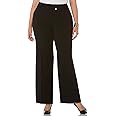 Rafaella Women's Plus Size Curvy Fit Gabardine Bootcut Dress Pants with Pockets, Soft Stretch Work Slacks, 31” & 32" Inseam