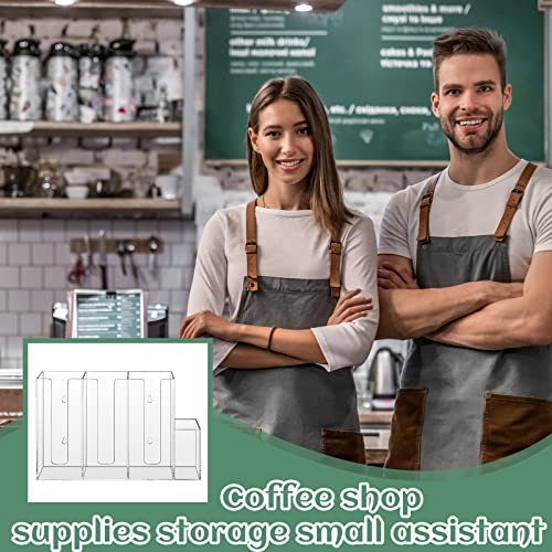 Cunhill 4 Compartment Acrylic Coffee Cup Organizer Holder, Clear Plastic Cup and Lid Storage, Countertop, Modern Style, Transparent, 38 x 10.5 x 24 cm, Ideal for Kitchen, Restaurants, Lounges