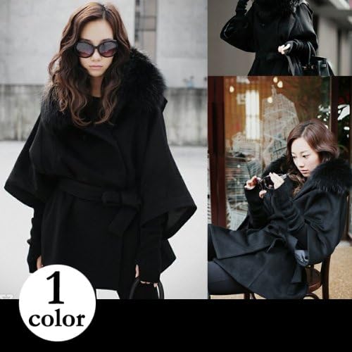 Amazon Co Jp 大きいサイズあり 襟ファー付コート アウター Xxxl ブラック 服 ファッション小物