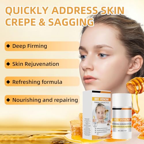 2PCS Bee Venom Firming Serum Stick, Anti-Ageing Facial Lifting Balm, Moisturising & Nourishing Skin Repair, Reduces Wrinkles & Sagging, Improves Skin Elasticity for Face Neck (30g)