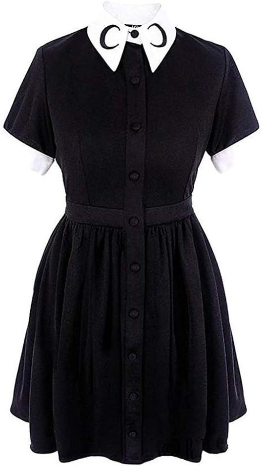 Gothic Punk Mini Skirt for Women, Miss Fortan Ladies Elastic High Waist Pleated Witchcraft Moon Magic Spell Symbols Print Adult Short Skirt