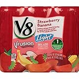 V8 V-Fusion Light, Strawberry Banana, 8 Ounce, 6 Count (Pack of 4)