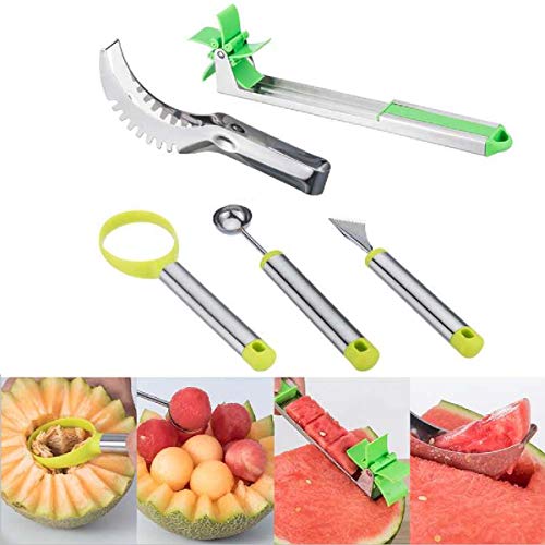 image for SauceDa Watermelon Windmill Cutter 5 Pack, Stainless Steel Watermelon 