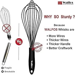 Silicone Whisk set, Walfos 11'' Flat Whisk and