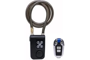 Mengshen Bike Lock with Remote Control, Anti-Theft Vibration Alarm with 31 Inch Cable Length, IP55 Waterproof for Bicycle Motorcycle Door Fence Gate Scooter Baby Stroller (Black)