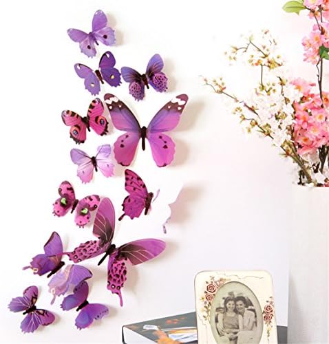 HN 3D DIY Wall Sticker Stickers Butterfly Home Decor Room Decorations New (Purple)