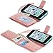 iPhone 5C Cases, 5C Wallet Case, BENTOBEN Secure Up and Down Flip Design Credit Card Slots Cash Holder Nickel Plated Press Stud Wrist Strap Magnetic Snap Closure [Patented Pattern],Rose Gold