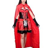 Halloween Costume, Vitalismo Wench Little Hooded Cosplay Dress with Cape Glove