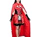 Halloween Costume, Vitalismo Wench Little Hooded Cosplay Dress with Cape Glove