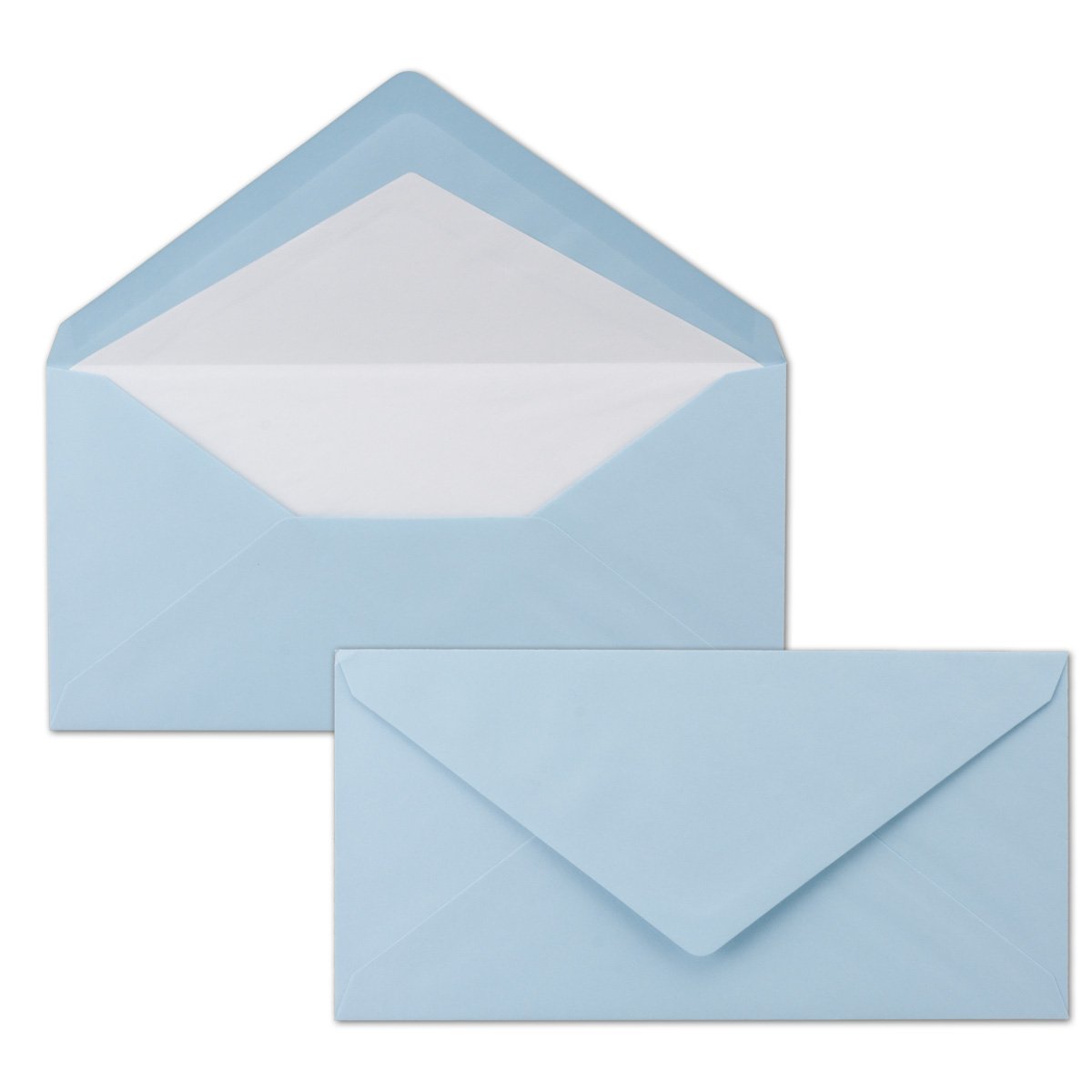 Envelopes DIN Long Light Blue Lined with Tissue Paper – 80 g/m2 – 110 mm x 220 mm – Nassklebung dl light blue