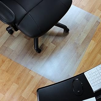 MarveluxOffice Chair Mat for Hardwood Floors 48" x 51" Clear PVC Hard Floor Protector Mat for Under Desks, Rectangular Vinyl Floor Mat for Computer Desks and Gaming Chairs