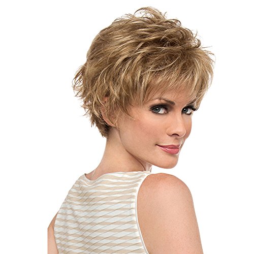BLONDE UNICORN Wavy Texture Short Fluffy Wig Human Hair with Synthetic Fiber for Cosplay Party Wig