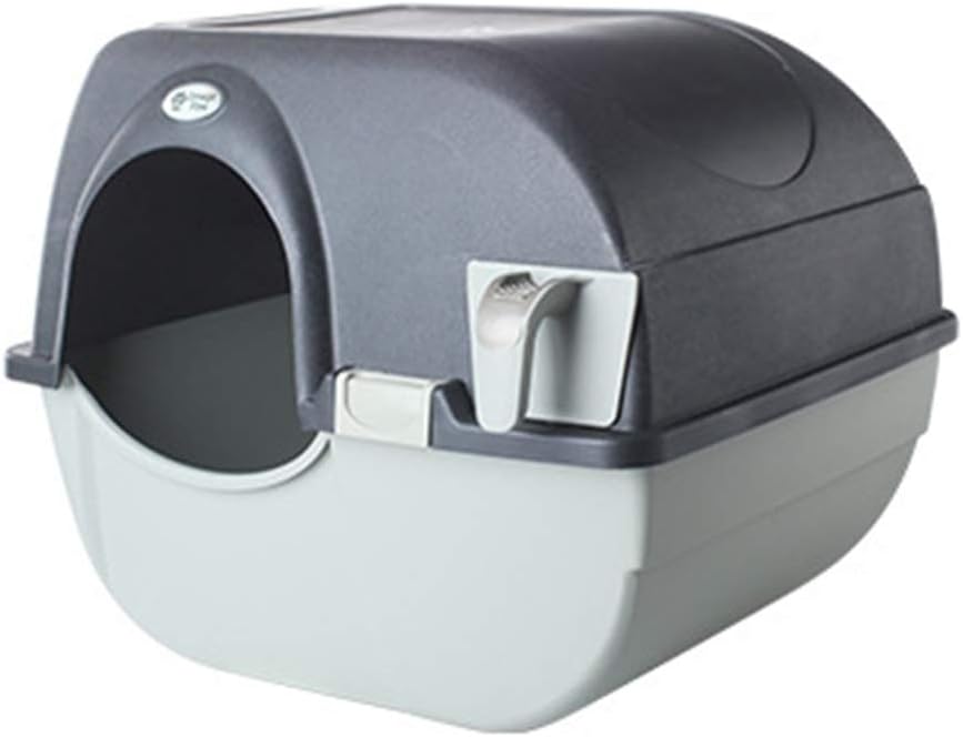 Semi-Automatic Litter Box, PVC Material Prevents Cat Litter Dust from Splashing Everywhere, Giving Cats A Safe and Secure Space for Easy Cleaning Gray